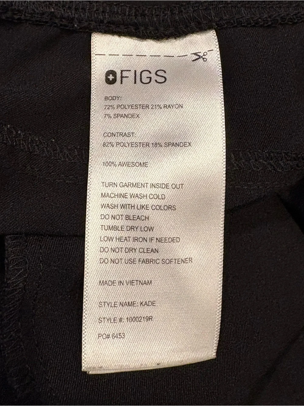 Figs Women Black Technical Collection Scrub Pants Size Large